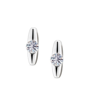 Hope Rhodium Plated with Clear Crystal Sterling Silver Stud Earrings