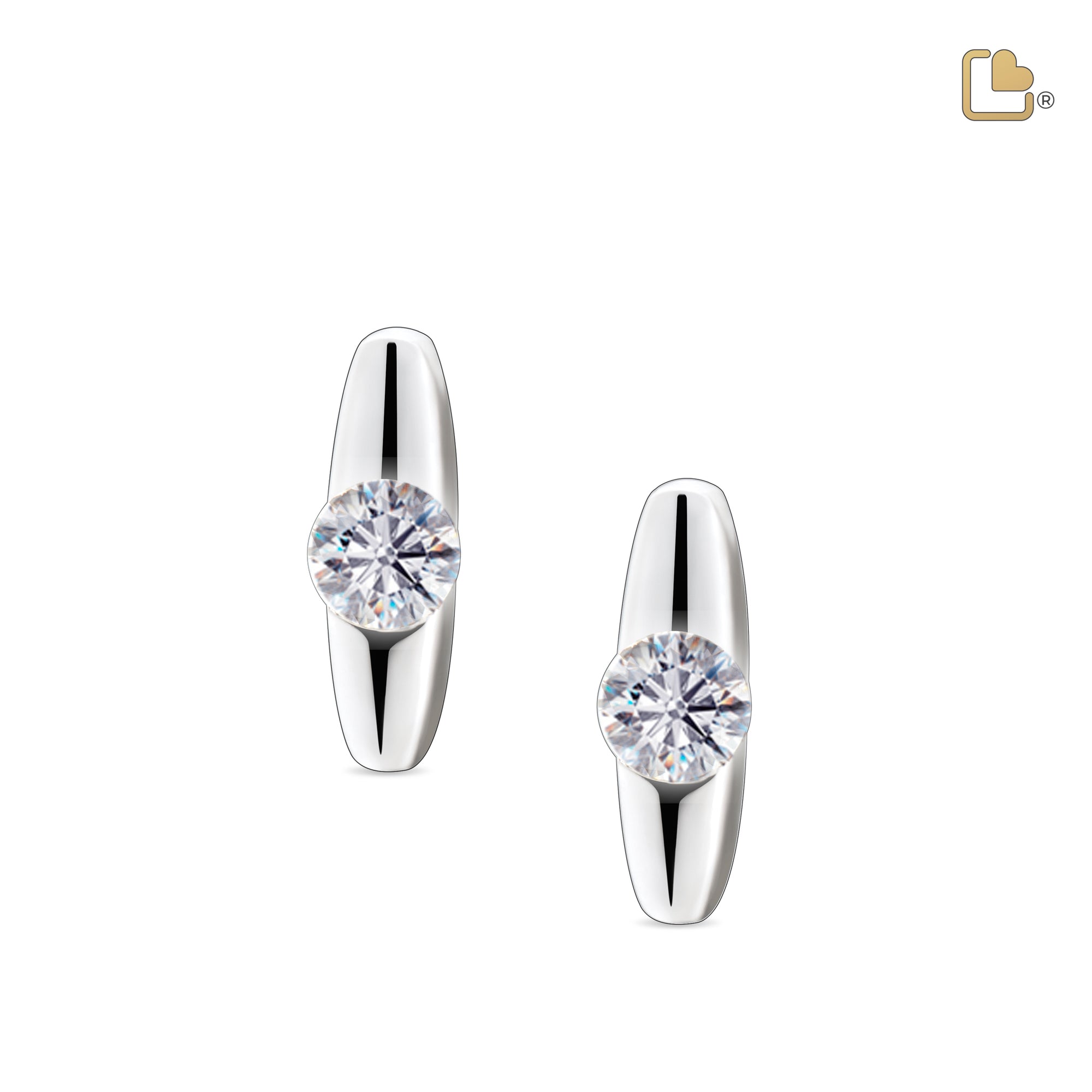 Hope Rhodium Plated with Clear Crystal Sterling Silver Stud Earrings