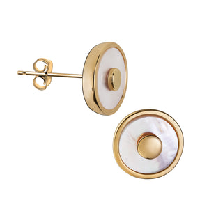 Mother of Pearlª Gold Vermeil Sterling Silver Stud Earrings - COMFORT™ by LoveUrns®