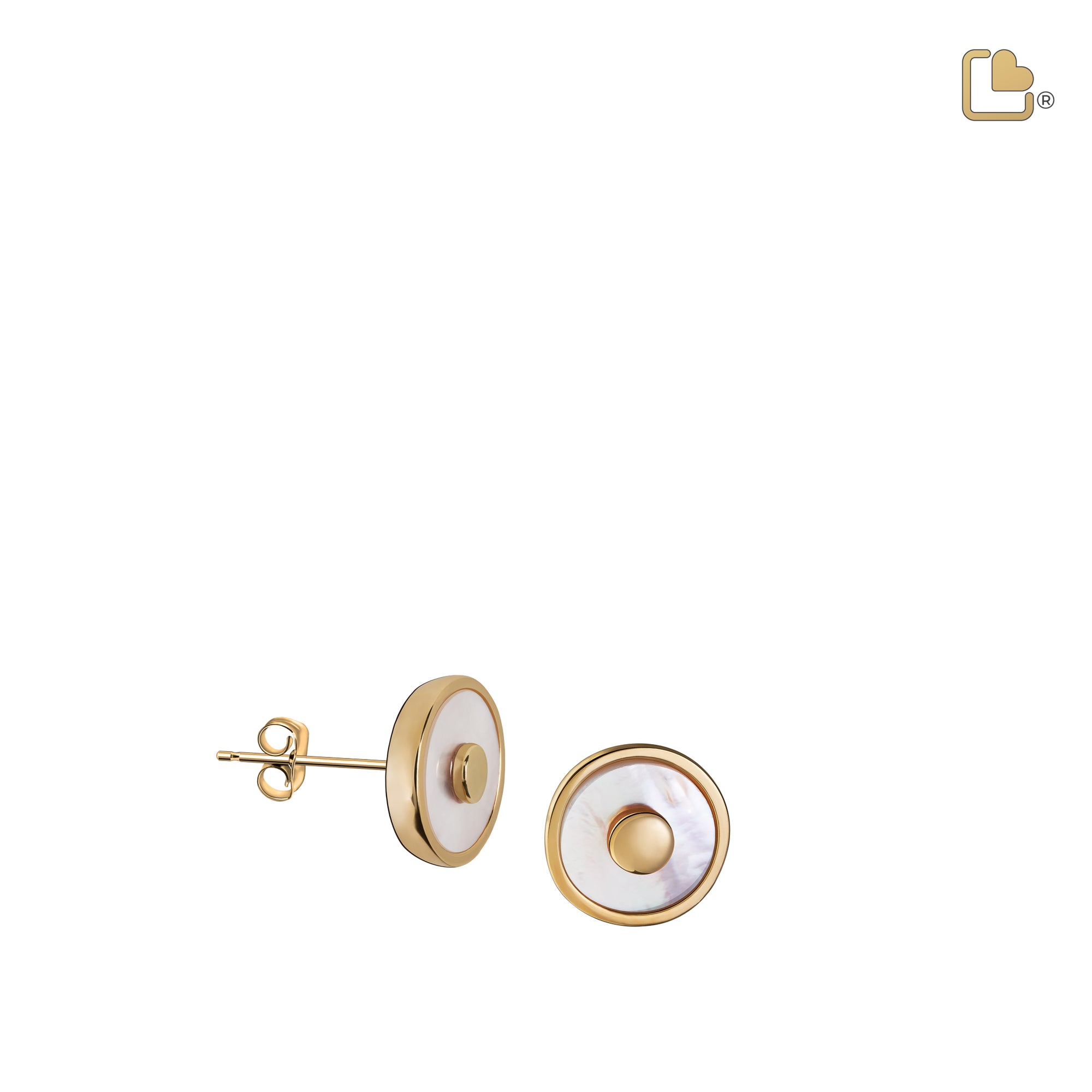 Mother of Pearlª Gold Vermeil Sterling Silver Stud Earrings - COMFORT™ by LoveUrns®