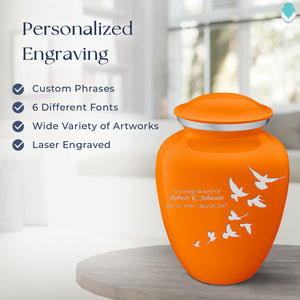 Adult Embrace Burnt Orange Doves Cremation Urn