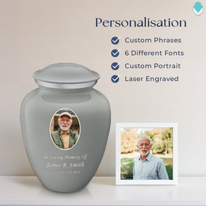 Adult Embrace Slate Grey Portrait Cremation Urn