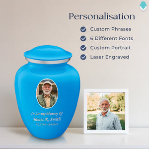 Adult Embrace Racing Blue Portrait Cremation Urn