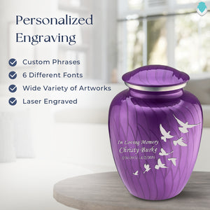 Adult Embrace Pearl Purple Doves Cremation Urn