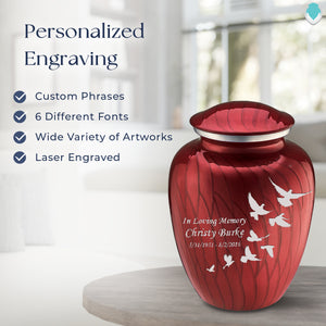 Adult Embrace Pearl Candy Red Doves Cremation Urn