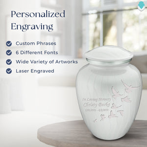 Adult Embrace Pearl White Doves Cremation Urn