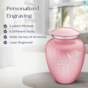 Adult Embrace Pearl Pink Doves Cremation Urn