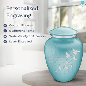 Adult Embrace Pearl Light Blue Doves Cremation Urn