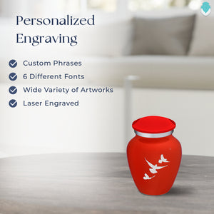 Keepsake Embrace Bright Red Doves Cremation Urn