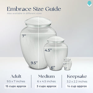 Adult Embrace Pearl White Doves Cremation Urn