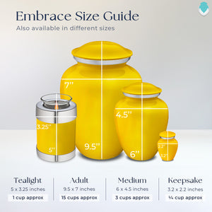 Candle Holder Embrace Yellow Hearts Cremation Urn