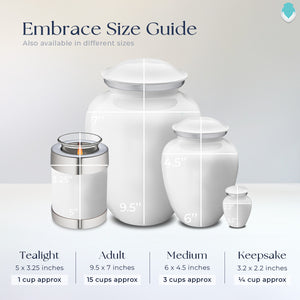 Medium Embrace White Doves Cremation Urn