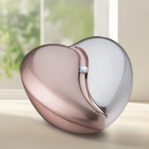 HeartFelt Standard Adult Urn Brushed Rose Gold With Crystal