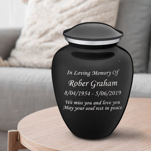 Adult Embrace Black Custom Engraved Cremation Urn