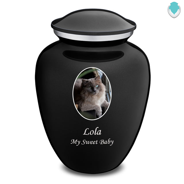 Adult Pet Embrace Black Portrait Cremation Urn