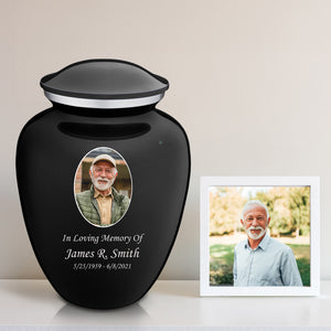 Adult Embrace Black Portrait Cremation Urn