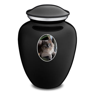 Adult Pet Embrace Black Portrait Cremation Urn