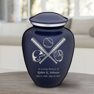 Adult Embrace Cobalt Blue Baseball Cremation Urn