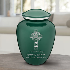 Adult Embrace Green Celtic Cross Cremation Urn