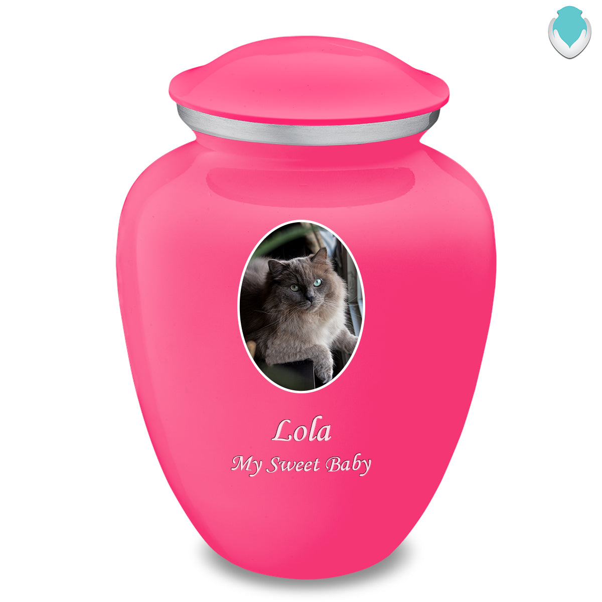 Adult Pet Embrace Bright Pink Portrait Cremation Urn