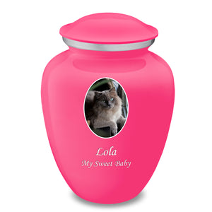 Adult Pet Embrace Bright Pink Portrait Cremation Urn