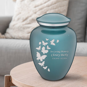 Adult Embrace Teal Butterfly Cremation Urn