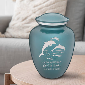 Adult Embrace Teal Dolphins Cremation Urn