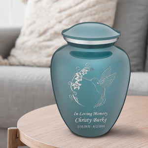 Adult Embrace Teal Hummingbird Cremation Urn