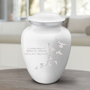 Adult Embrace White Doves Cremation Urn