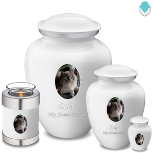 Medium Pet Embrace White Portrait Cremation Urn