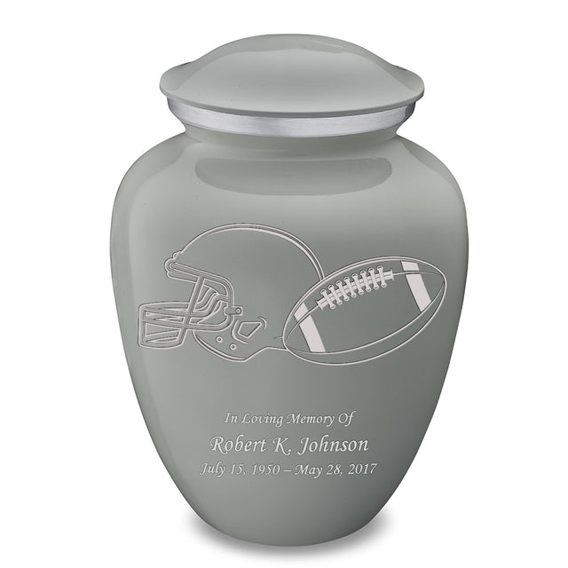 Adult Embrace Slate Grey Football Cremation Urn