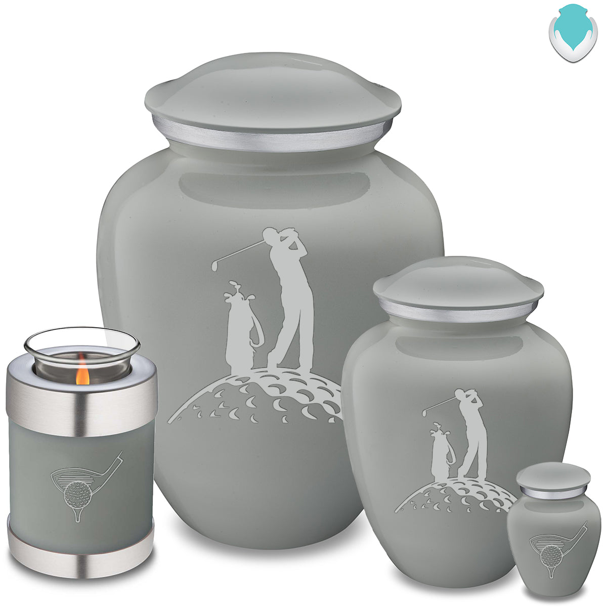 Candle Holder Embrace Slate Grey Golfer Cremation Urn