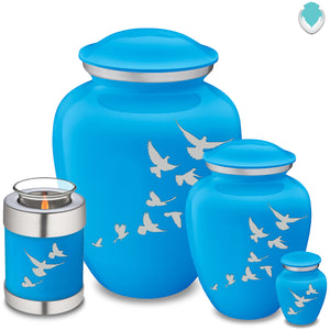 Adult Embrace Racing Blue Doves Cremation Urn