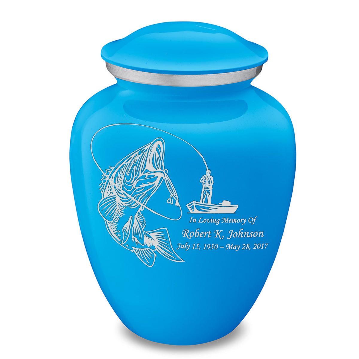 Adult Embrace Racing Blue Fishing Cremation Urn