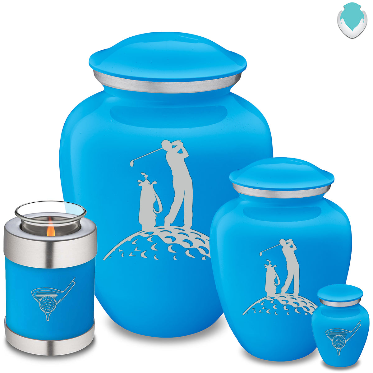 Candle Holder Embrace Racing Blue Golfer Cremation Urn