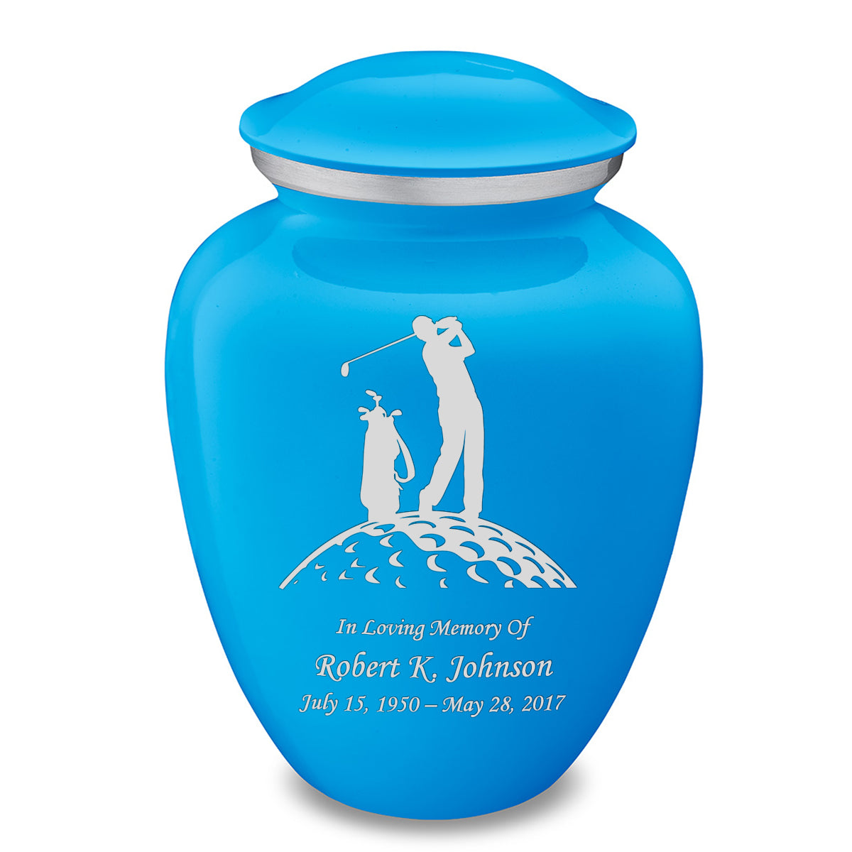 Adult Embrace Racing Blue Golfer Cremation Urn