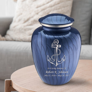 Adult Embrace Pearl Cobalt Blue Anchor Cremation Urn