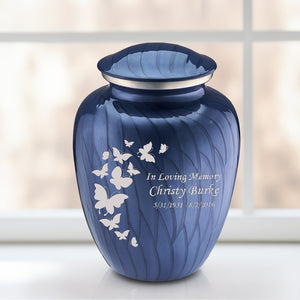 Adult Embrace Pearl Cobalt Blue Butterfly Cremation Urn