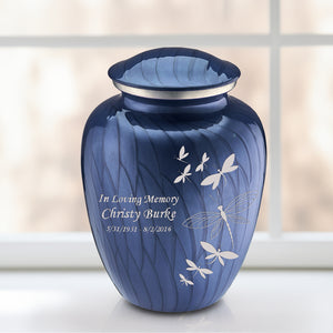 Adult Embrace Pearl Cobalt Blue Dragonflies Cremation Urn