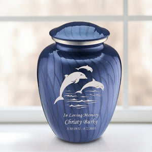 Adult Embrace Pearl Cobalt Blue Dolphin Cremation Urn