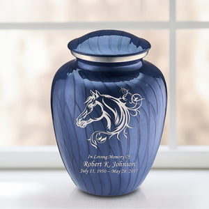 Adult Embrace Pearl Cobalt Blue Horse Cremation Urn