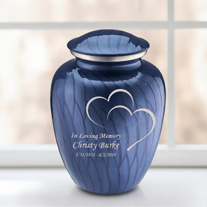 Adult Embrace Pearl Cobalt Blue Hearts Cremation Urn