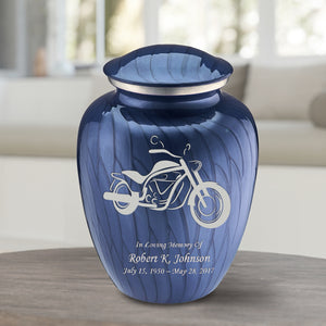 Adult Embrace Pearl Cobalt Blue Motorcycle Cremation Urn