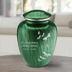 Adult Embrace Pearl Green Dragonflies Cremation Urn