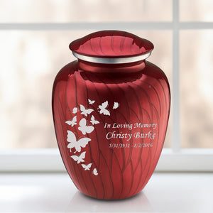 Adult Embrace Pearl Candy Red Butterfly Cremation Urn