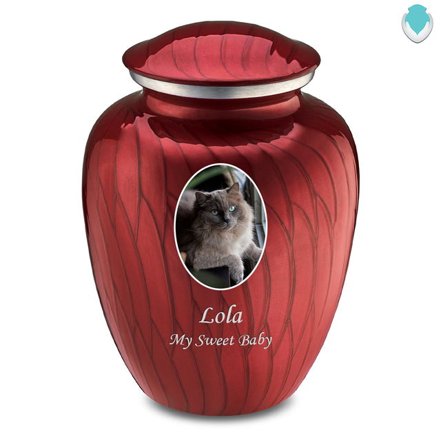 Adult Pet Embrace Pearl Candy Red Portrait Cremation Urn