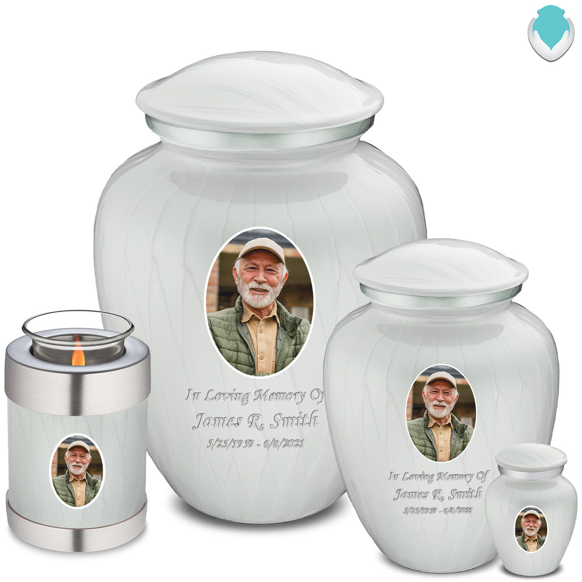 Custom Pearl store White Funeral Cremation Urn, Pet or Human Urns- Medium size Personalized urn