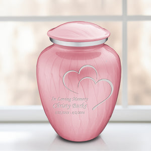 Adult Embrace Pearl Pink Hearts Cremation Urn