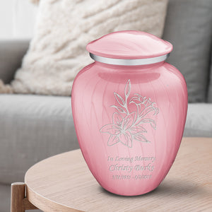 Adult Embrace Pearl Light Pink Lily Cremation Urn