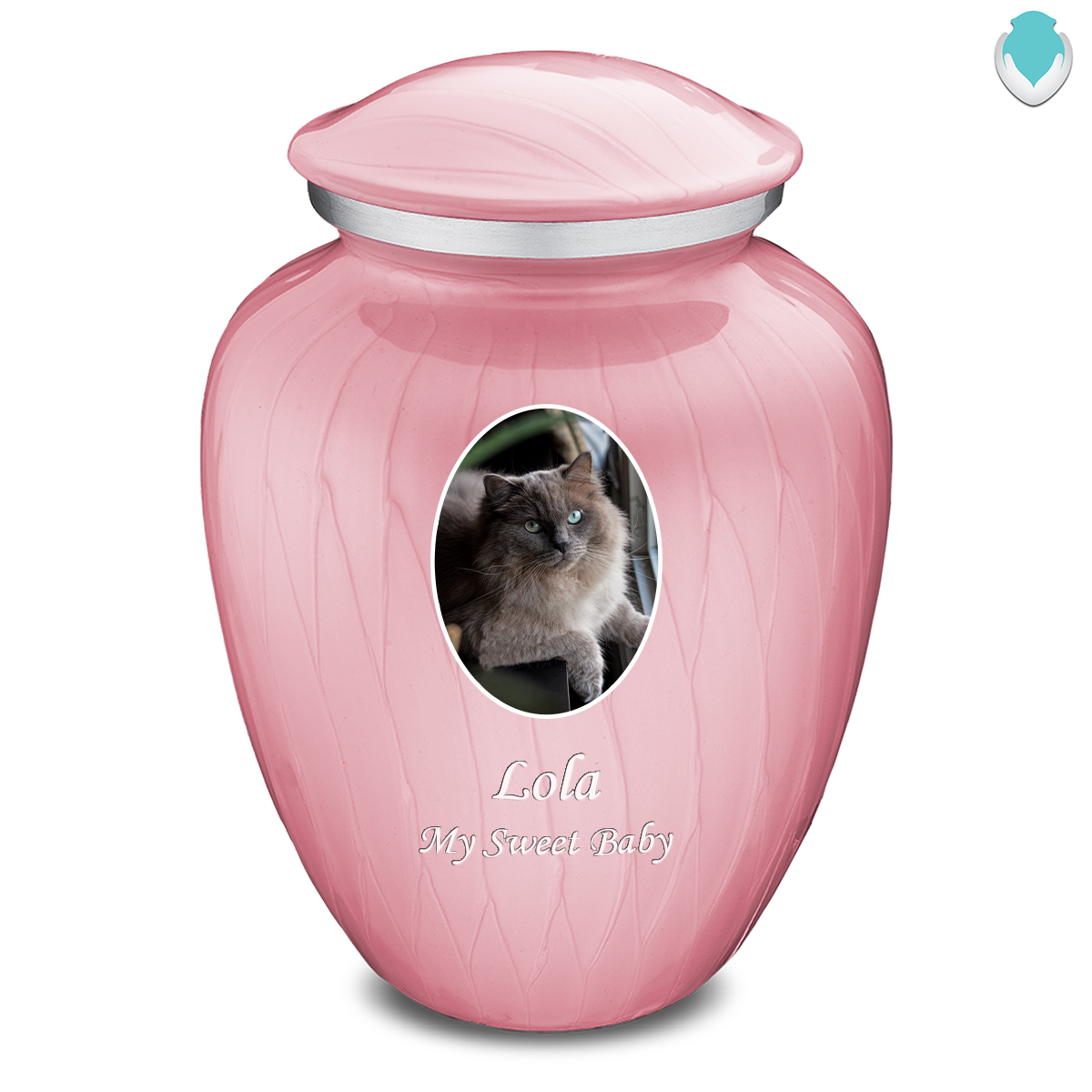 Adult Pet Embrace Pearl Pink Portrait Cremation Urn